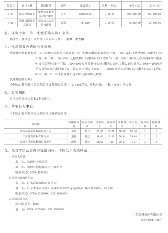 徐聞縣中醫(yī)醫(yī)院醫(yī)療設(shè)備采購(gòu)項(xiàng)目(采購(gòu)項(xiàng)目編號(hào)：ZDZJ22-Z21029)中標(biāo)公告(圖2)