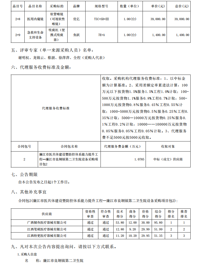 廉江市醫(yī)共體建設(shè)暨防控體系能力提升工程—廉江市良垌鎮(zhèn)第二衛(wèi)生院設(shè)備采購項(xiàng)目【項(xiàng)目編 號：ZDZJ23-Z05030】（包 2）結(jié)果公告(圖2)